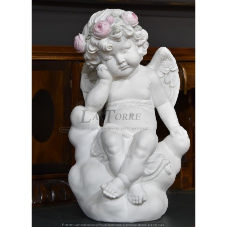 Statua Angelo antico barocco bianco puttino soprammobile decorazione casa R25