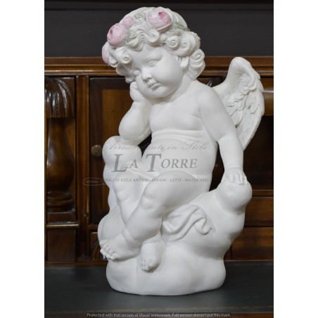 Statua Angelo antico barocco bianco puttino soprammobile decorazione casa R25