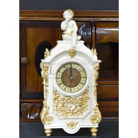 Tischuhr mit Engel im antiken Stil, Gold, französische Barockuhr R95
