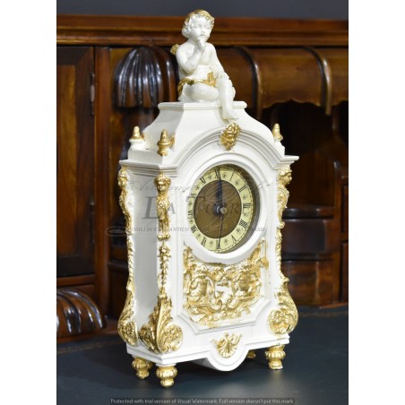 Tischuhr mit Engel im antiken Stil, Gold, französische Barockuhr R95