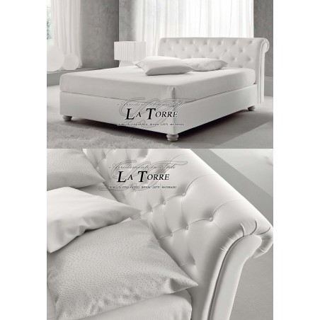 Modern design double bed in eco-leather or fabric Quarzo container