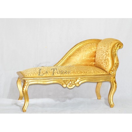 Dormeuse panca romana divano panchetta legno foglia oro tessuto oro k85