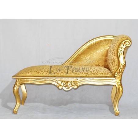 Dormeuse panca romana divano panchetta legno foglia oro tessuto oro k85