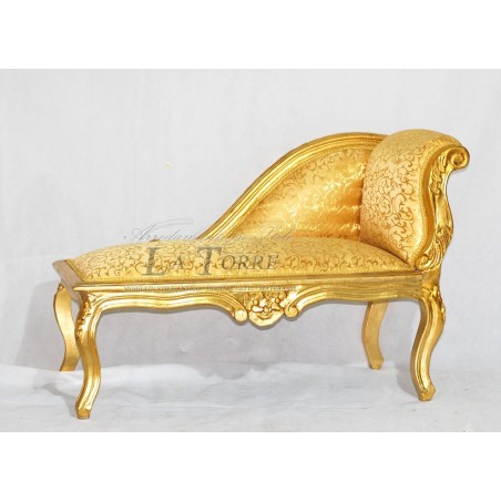 Dormeuse panca romana divano panchetta legno foglia oro tessuto oro k85
