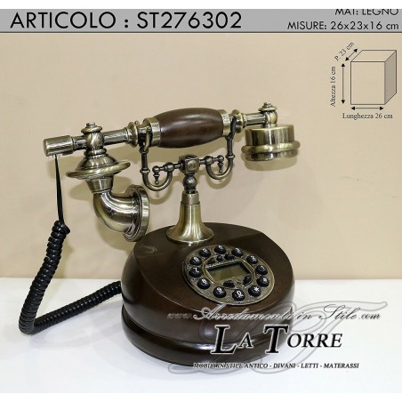 Vintage-Festnetztelefon aus Holz, antiker Stil, walnussfarben, st276302
