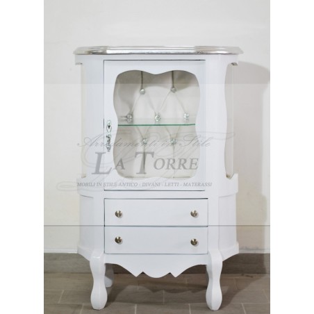 Classic white and silver glass cabinet Louis XV swarovski LT0111