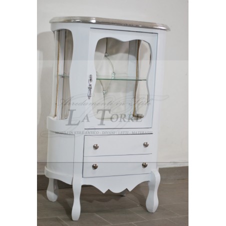 Classic white and silver glass cabinet Louis XV swarovski LT0111