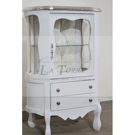 Vetrina classica bianco e argento cristalliera Luigi XV swarovski LT0111