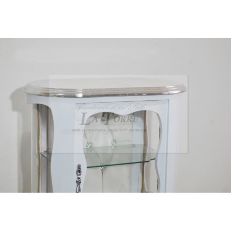 Vetrina classica bianco e argento cristalliera Luigi XV swarovski LT0111