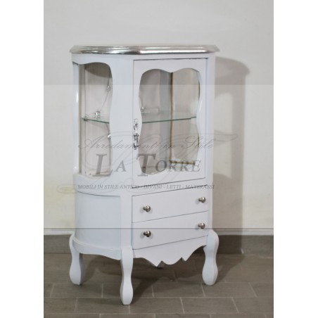 Classic white and silver glass cabinet Louis XV swarovski LT0111