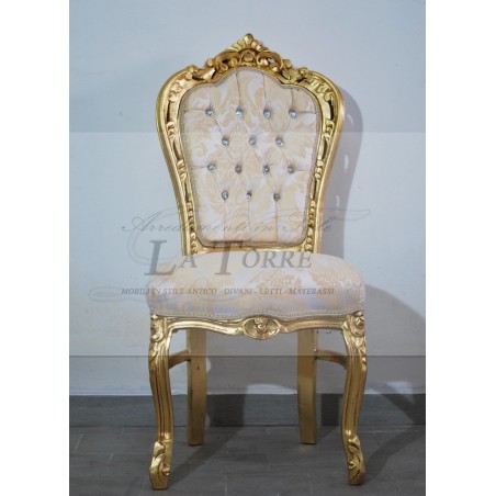 Sedia Poltrona Still Luigi XV Barocco Impero oro tessuto damascato giglio AL1826