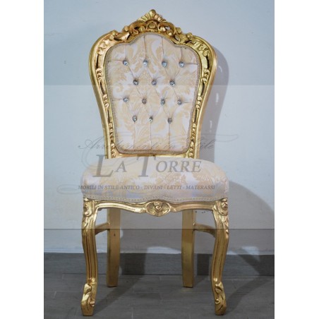 Sedia Poltrona Still Luigi XV Barocco Impero oro tessuto damascato giglio AL1826
