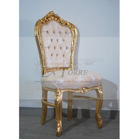 Sedia Poltrona Still Luigi XV Barocco Impero oro tessuto damascato giglio AL1826