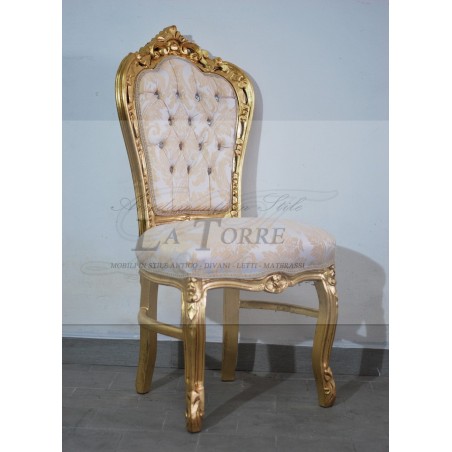 Sedia Poltrona Still Luigi XV Barocco Impero oro tessuto damascato giglio AL1826