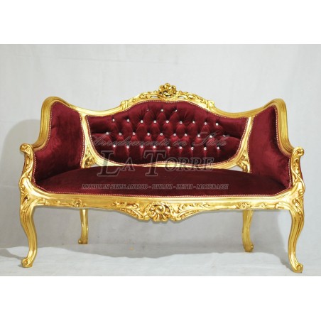 Baroque Empire Sofa Armchair Wood Gold Bordeaux Velvet Swarovski Ar8789