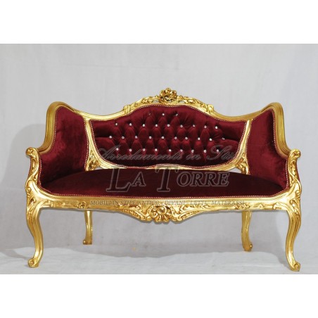 Baroque Empire Sofa Armchair Wood Gold Bordeaux Velvet Swarovski Ar8789