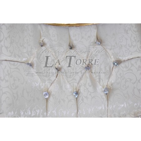Savonarola Bench Louis XV gold champagne damask fabric AR1562