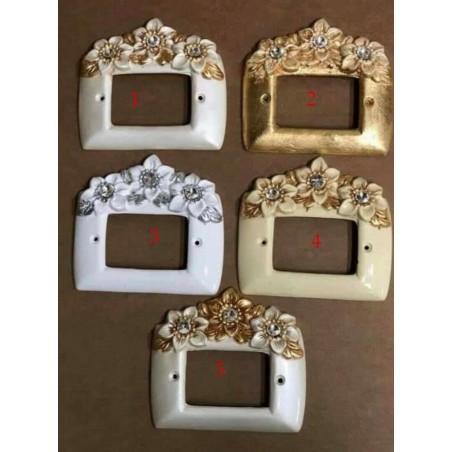 BTicino Living 10-teiliges Keramikteller-Set, 3-Modul-Teller, barocker Lichtschalter PR32