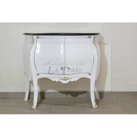 Louis-XV-Badezimmerschrank aus dunklem Marmor, geschwungen, weiß, moderner Barockstil LT9099