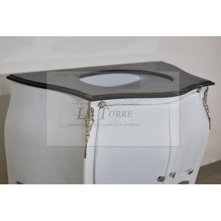 Modern baroque rounded dark marble Louis XV bathroom cabinet LT9099