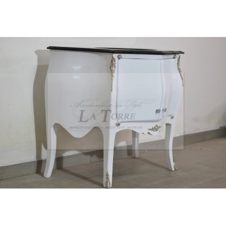 Louis-XV-Badezimmerschrank aus dunklem Marmor, geschwungen, weiß, moderner Barockstil LT9099