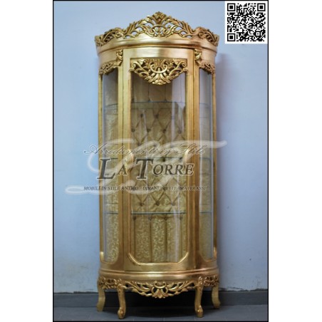 Louis XV Barock-Vitrine aus Goldglas mit Swarovski-Damaststoff AL9197