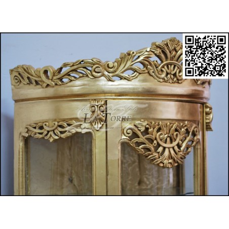 Louis XV Barock-Vitrine aus Goldglas mit Swarovski-Damaststoff AL9197