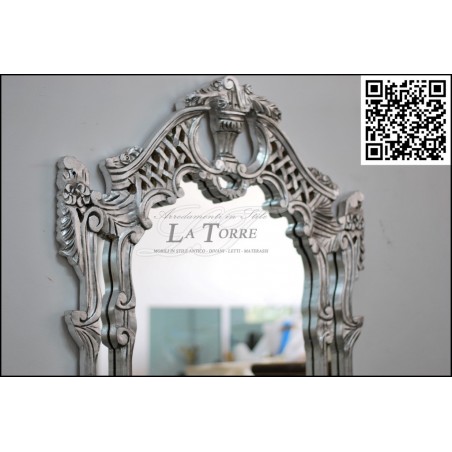 Mirrored console Louis XV baroque silver with marble AL1020
