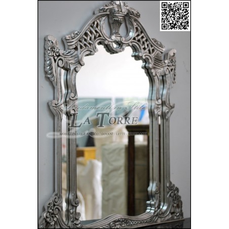 Mirrored console Louis XV baroque silver with marble AL1020