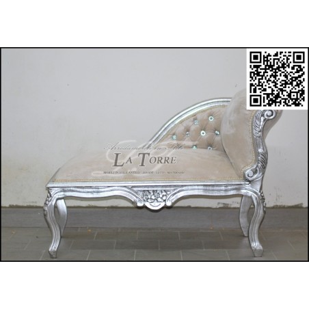 Dormeuse panca romana divano panchetta foglia argento velluto cipria K85