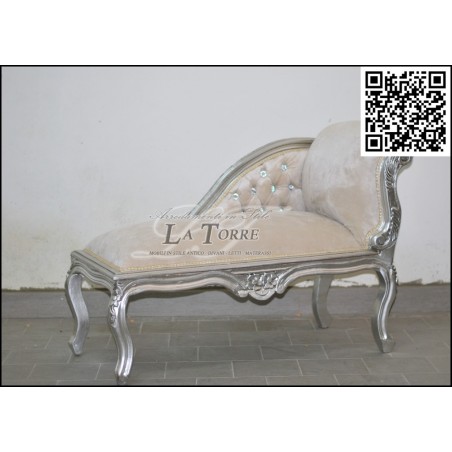 Dormeuse panca romana divano panchetta foglia argento velluto cipria K85