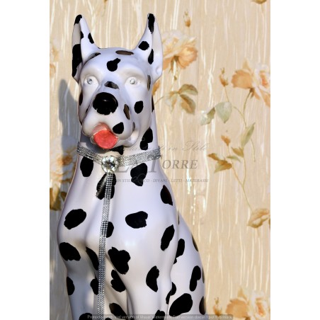 Statua ceramica scultura cane dalmata bianco nero dog swarovski H70cm PR24
