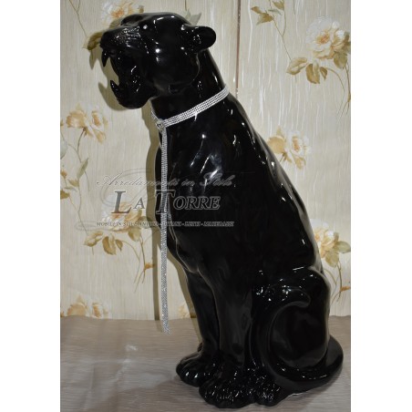 Animali in ceramica statua scultura Pantera Leopardo giaguaro Puma nero swarovski H80cm PR22