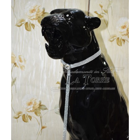 Ceramic statue sculpture Panther Leopard Puma black swarovski 90 cm