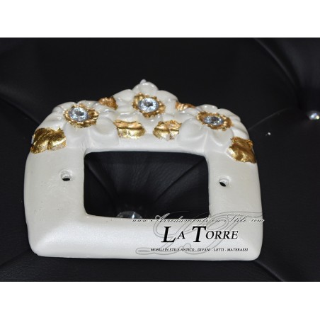 BTicino Living plates 3 fruits plate white pearl gold baroque light switch