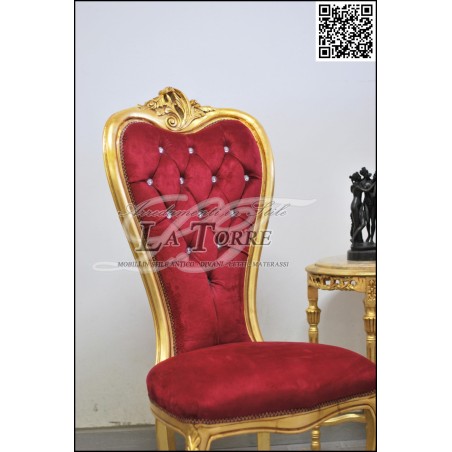 Louis XV Barock-Thronsessel Love Chair H 135 Gold Roter Samt AL08