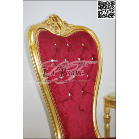 Louis XV Barock-Thronsessel Love Chair H 135 Gold Roter Samt AL08