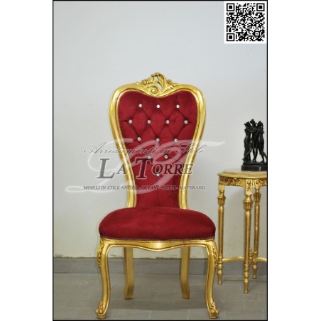 Louis XV Barock-Thronsessel Love Chair H 135 Gold Roter Samt AL08