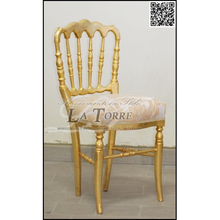 Sediolina camera da letto Luigi XV Sedia Oro Tessuto Damascato giglio AL2671