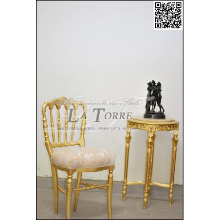 Sediolina camera da letto Luigi XV Sedia Oro Tessuto Damascato giglio AL2671