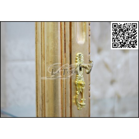 Louis XV glass cabinet baroque Gold Swarovski Damask fabric AL2783