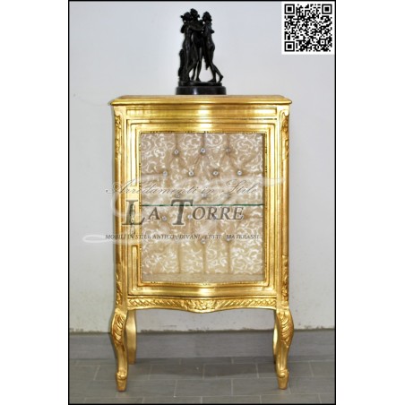 Baroque Louis XV crystal display cabinet Gold Swarovski Damask Fabric AL3337