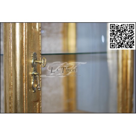 Baroque Louis XV crystal display cabinet Gold Swarovski Damask Fabric AL3337