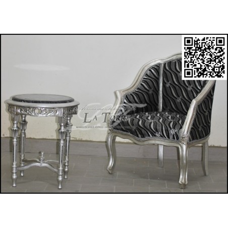 LUIGI XV bedroom armchair silver wood gray velvet AL2776