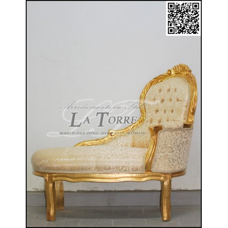 Panchetta Luigi XV panca dormeuse oro tessuto virginia divanetto Barocco AL3558