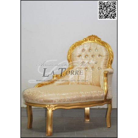 Panchetta Luigi XV panca dormeuse oro tessuto virginia divanetto Barocco AL3558