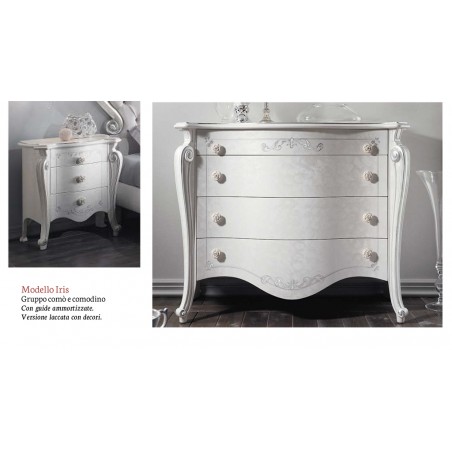 Triptych bedroom night group chest of drawers bedside table lacquered in any color with decorations
