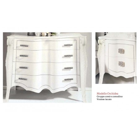 Triptych bedroom night group chest of drawers bedside table modern classic lacquered solid wood any color