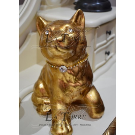 Statua scultura cucciolo di cane lupo wolf dog foglia oro animali ceramica Pr19