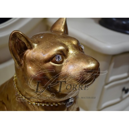 Statue sculpture puppy dog wolf wolf dog gold leaf ceramic animals